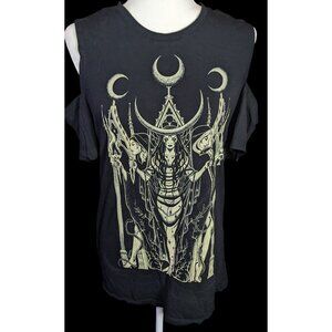 Restyle Gothic Hecate Cold Shoulder Short Sleeve Top